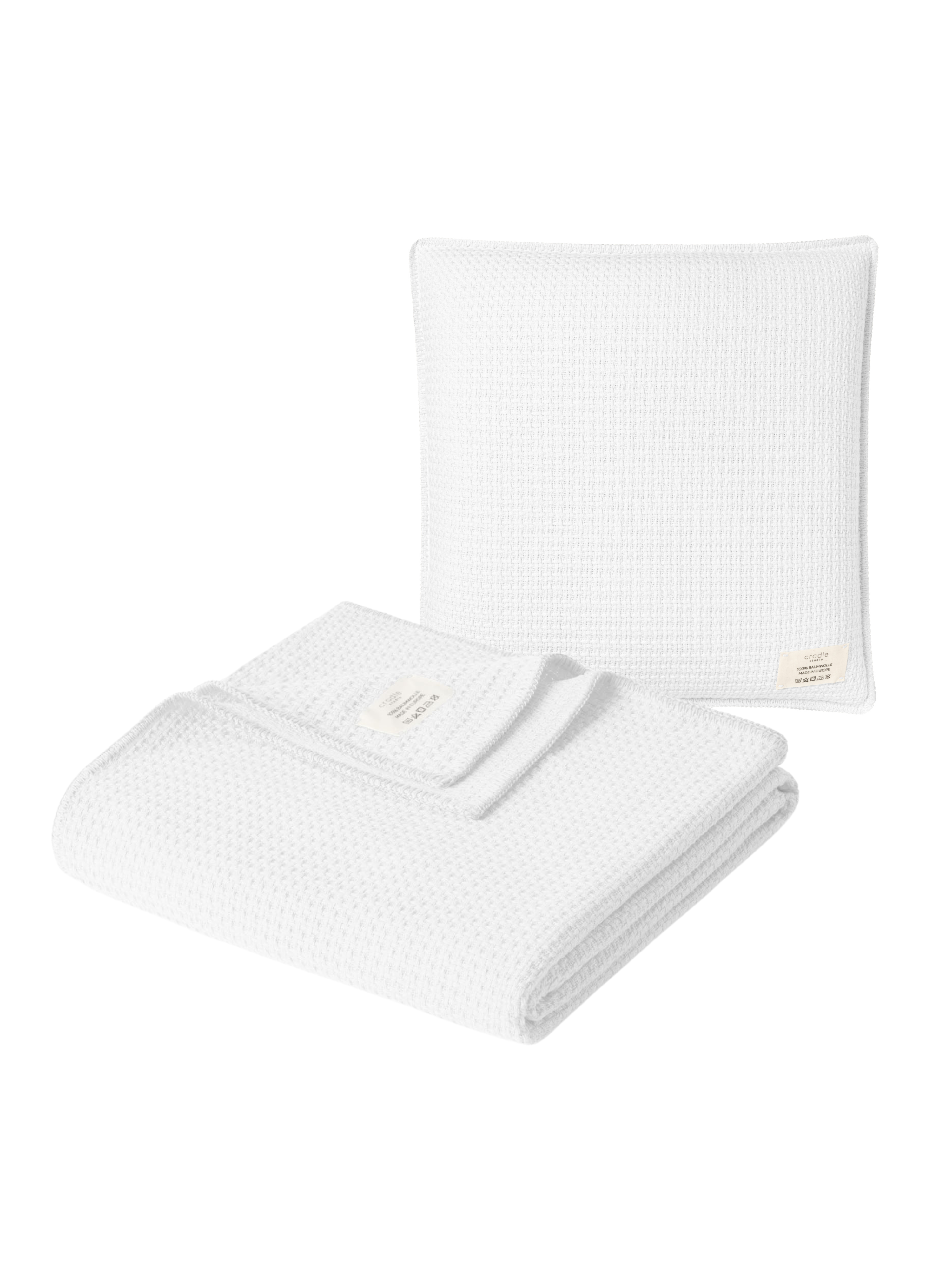 Set of Knit Cushion & Blanket / White
