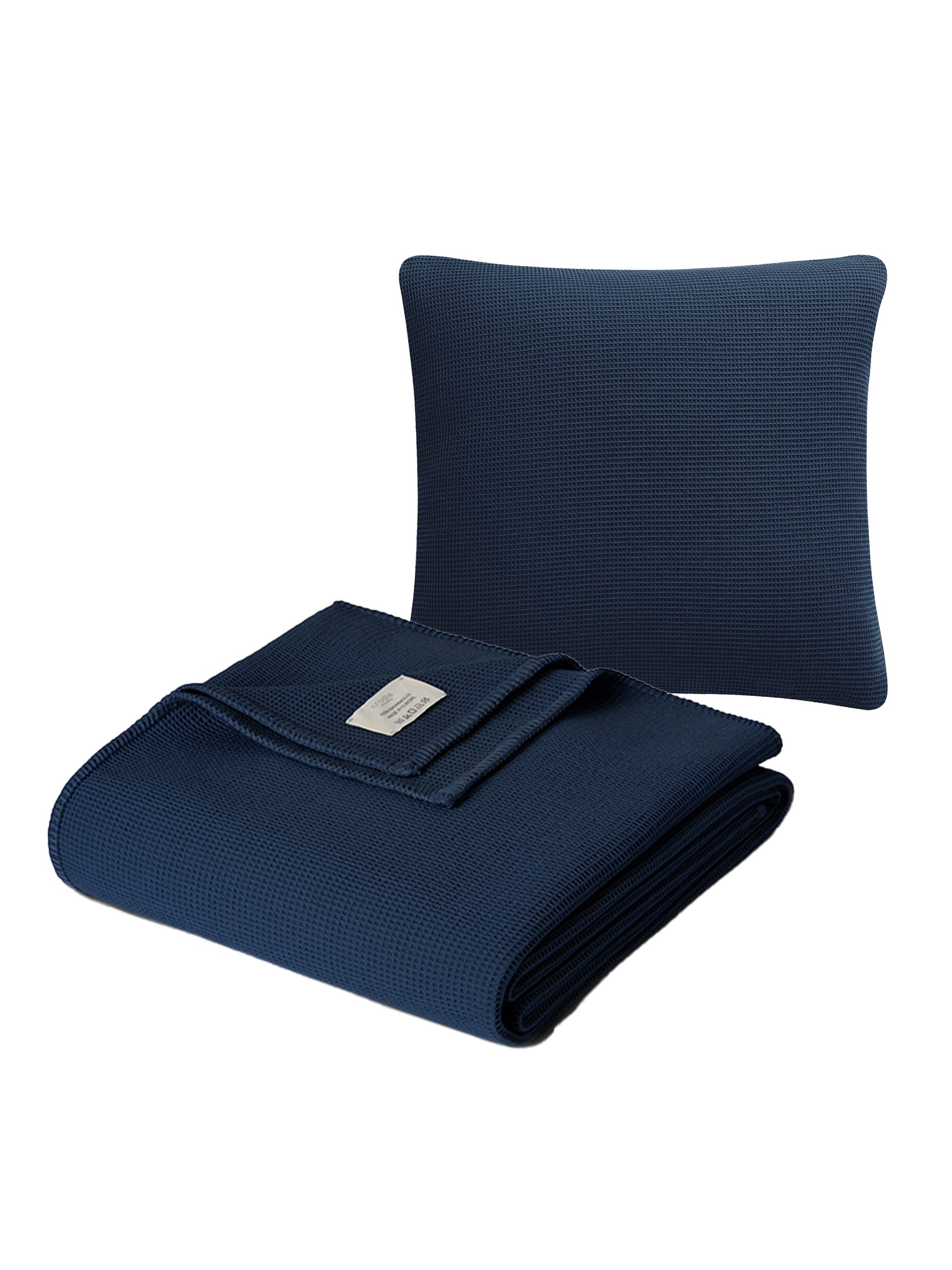 Piqué Cushion & Blanket Set / Marine