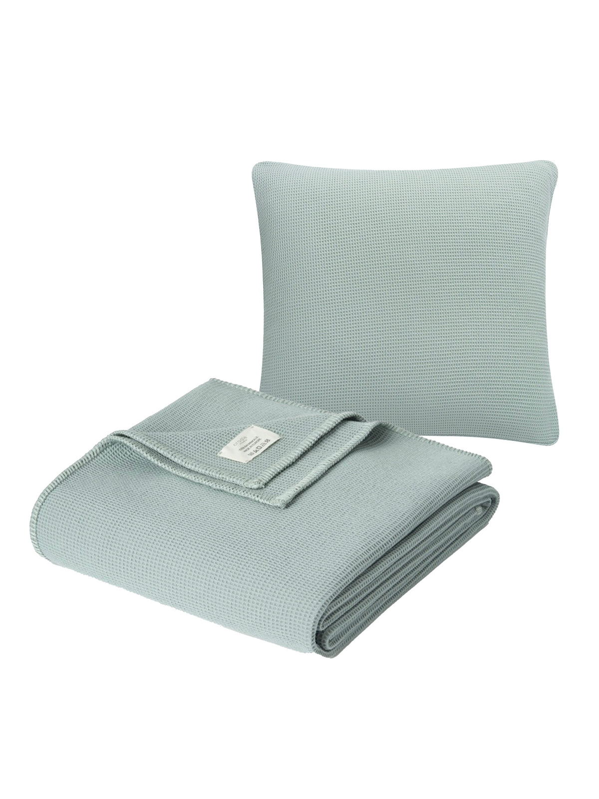 Set aus Piqué Kissen & Decke / Mint