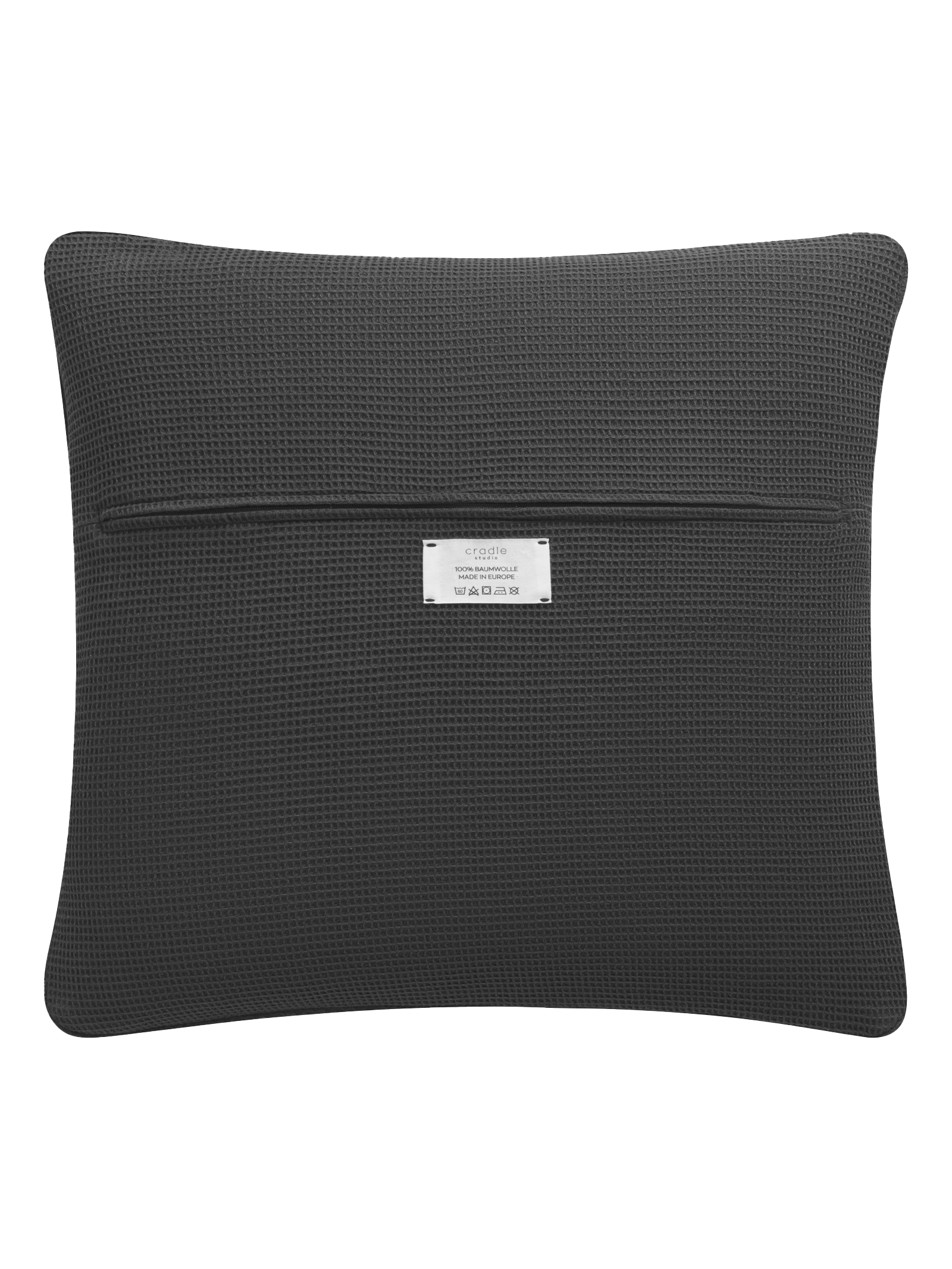 Set aus Piqué Kissen & Decke / Anthrazit