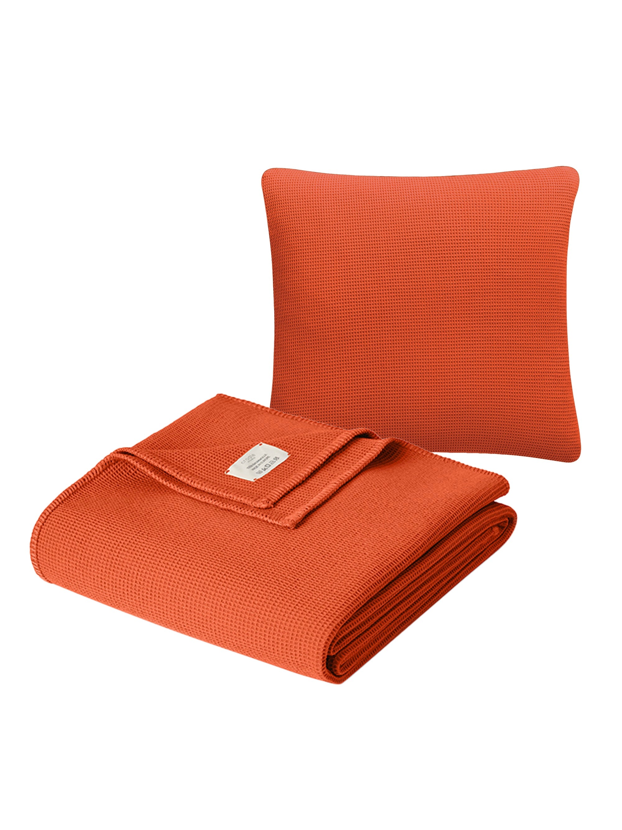 Piqué Cushion & Blanket Set / Pumpkin